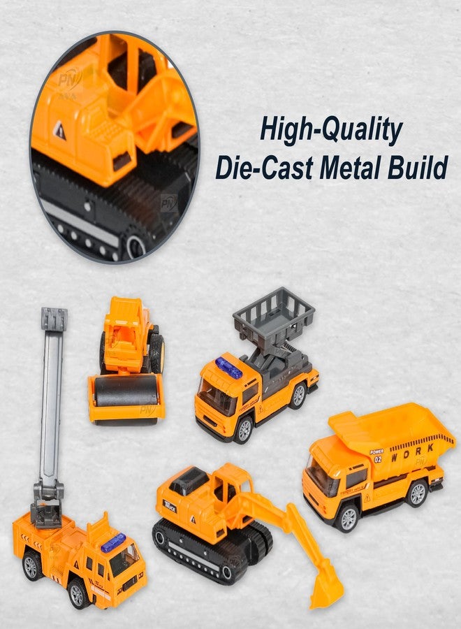 PN AVAN Die Cast Metal Pull Back Toy Vehicles Set, 1:64 Scale, 5 Pieces, Engineering Construction Vehicles Collection (Engineering Transport Vehicle) - Image 5
